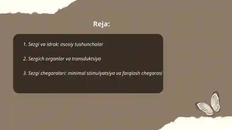 Sezgi va idrok: asosiy tushunchalar 2