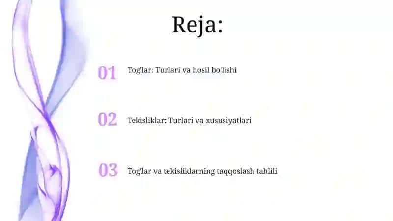 Togʻlar va tekisliklar, ularning turlari 2