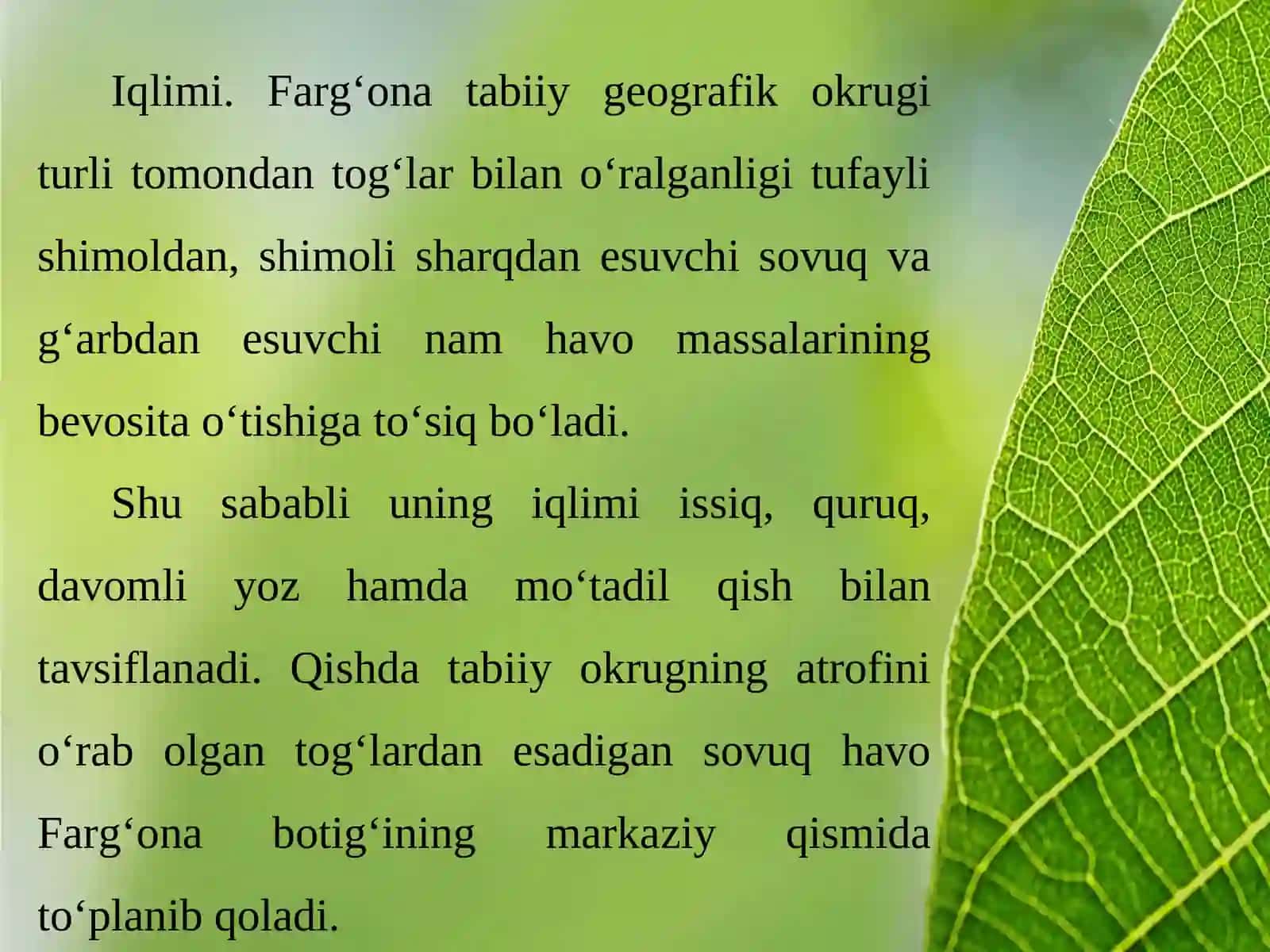 Farg’ona iqlimi, suvlari, tuproqlari, o‘simliklari va hayvonot dunyosi 2