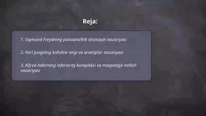Chet el psixologiyasi shaxs nazariyalari 2