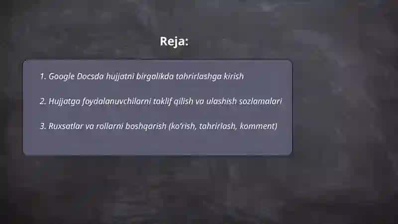 Google Docsda hujjatni birgalikda tahrirlash 2