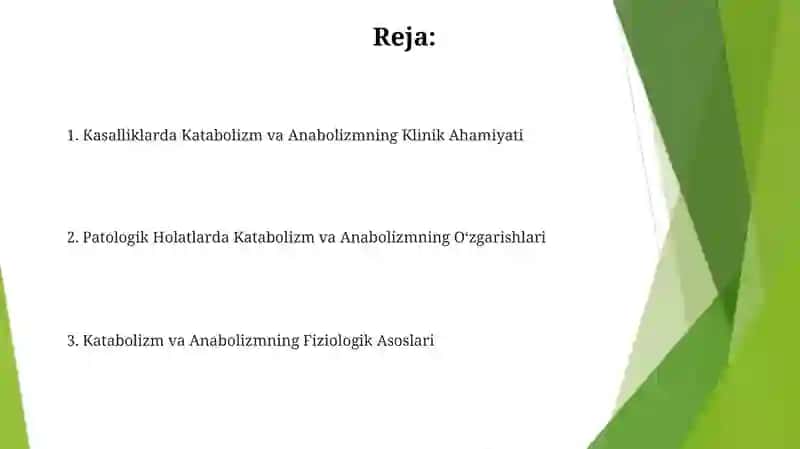 Katabolizm va anabolizm va uning patalogik holatllardagi uzgarishlari 2