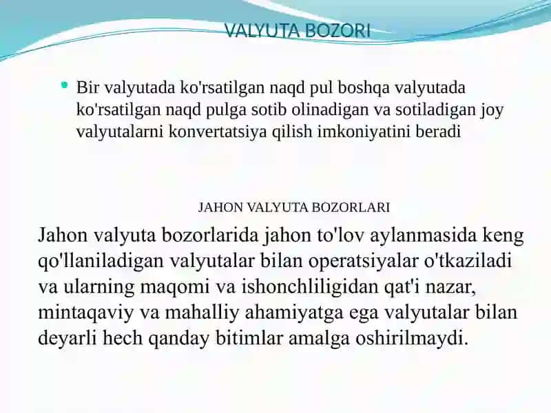 JAHON VALYUTA BOZORINING KANIKTURA MEXANIZMI VA UNGA TASIR ETUVCHI OMILLAR 2