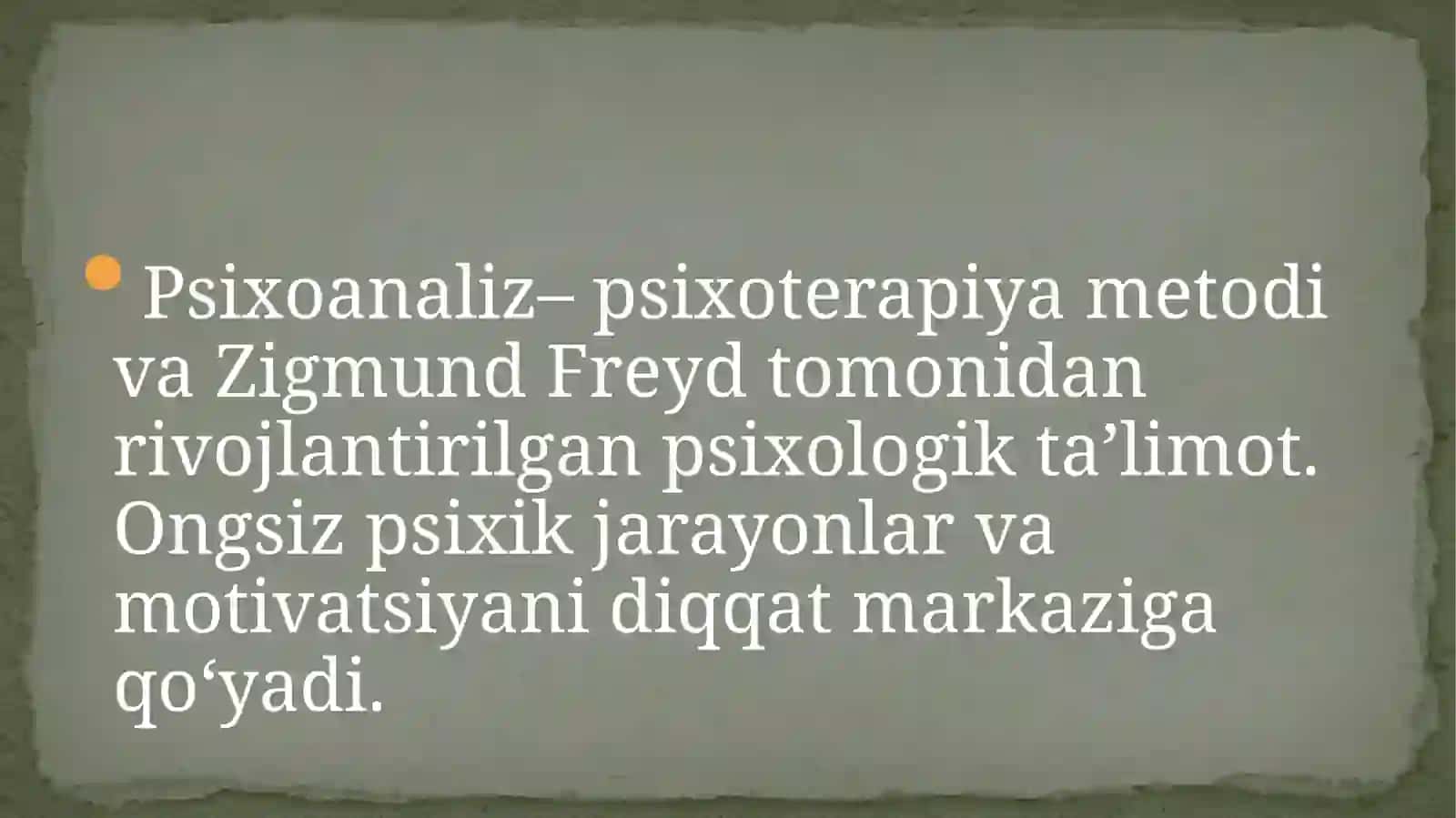 Psixoanaliz ta’limoti va uning tibbiyotdagi o‘rni 2