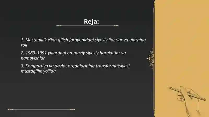 Mustaqillika erishish borasida Oʻzbekistondagi ijtimoiy siyosiy jarayonlar 2