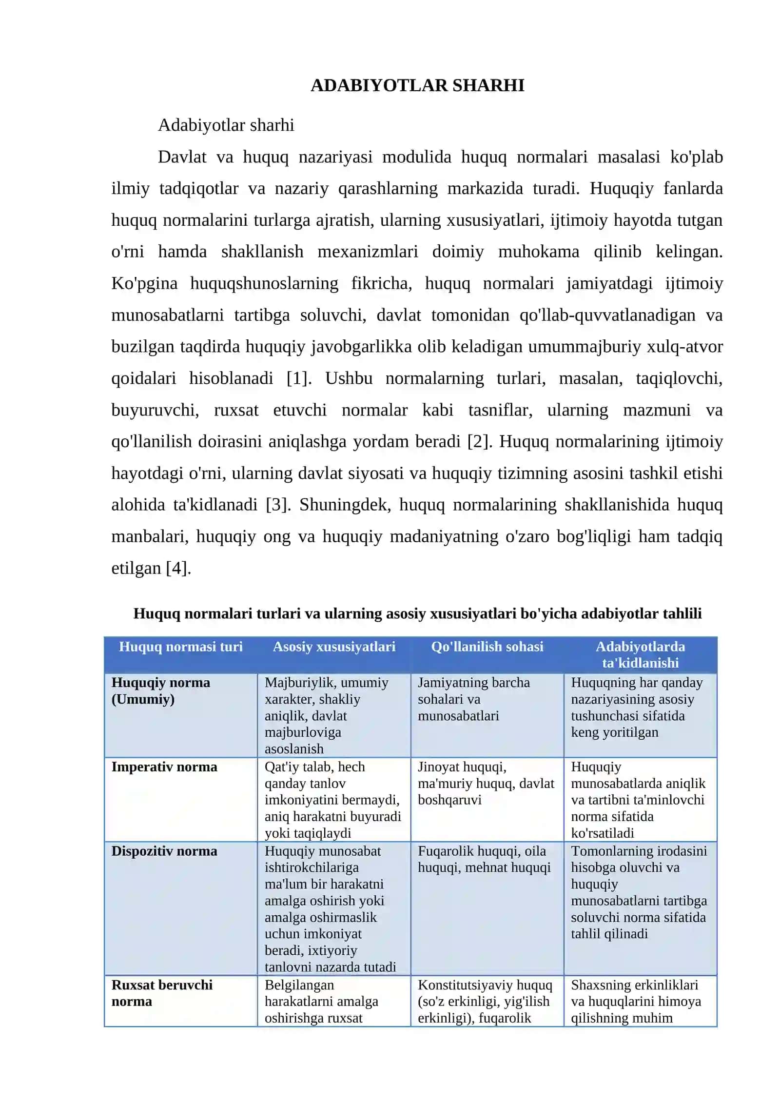 DAVLAT VA HUQUQ NAZARIYASI MODULIDA HUQUQ NORMALARI 2
