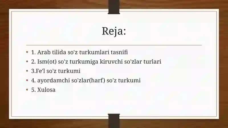 Arab tilida so'z turkumlari 2