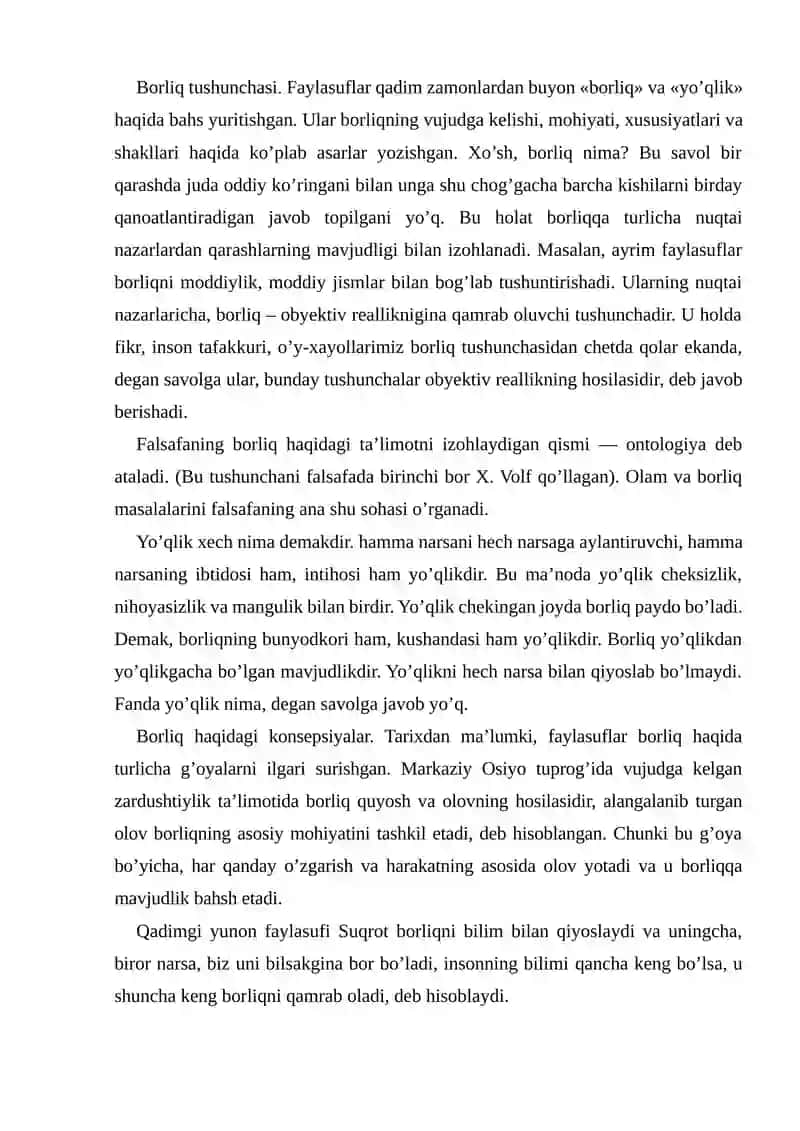 Falsafa va tabiiy ilmiy fanlarda borliqning mohiyatiga oid konsepsiyalar 2