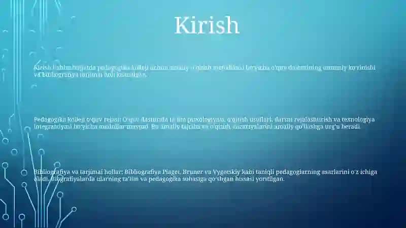 Pedagogika Kollejida Amalga Oshiradigan O'Quv Metodik Ishlarni O'Ganish Reja Va Bayonomalar Bilan Tanishish Hamda Tahlil Qilish 2