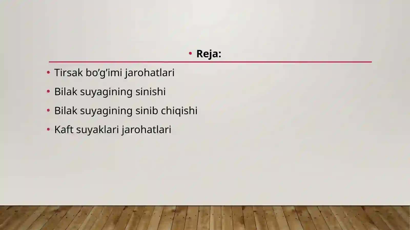 Tirsak bo’g’imi jarohatlari, bilaksinishi, sinib chiqishlari kaftsuyaklari jarohatlari 2