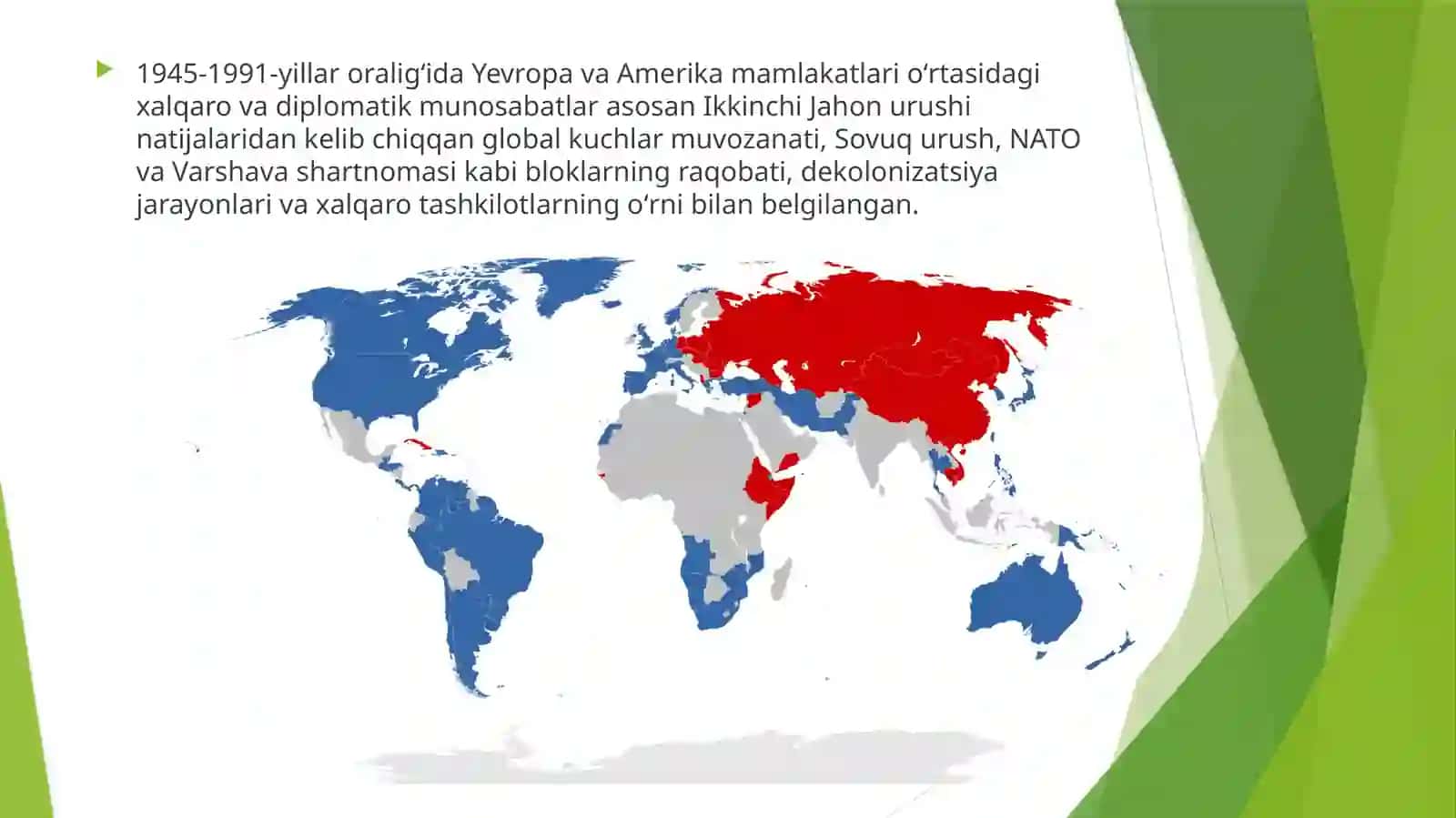 Yevropa va Amerika mamlakatlari xalqaro va diplomatik munosabatlar 2