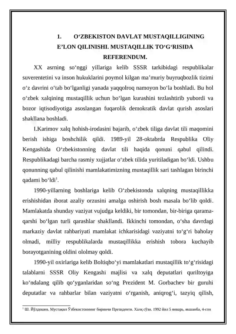 O'zbekiston Respublikasining Tashkil Topishi va Tarixiy Ahamiyati 2