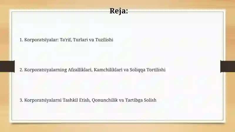 Korporatsiyalar turlari 2