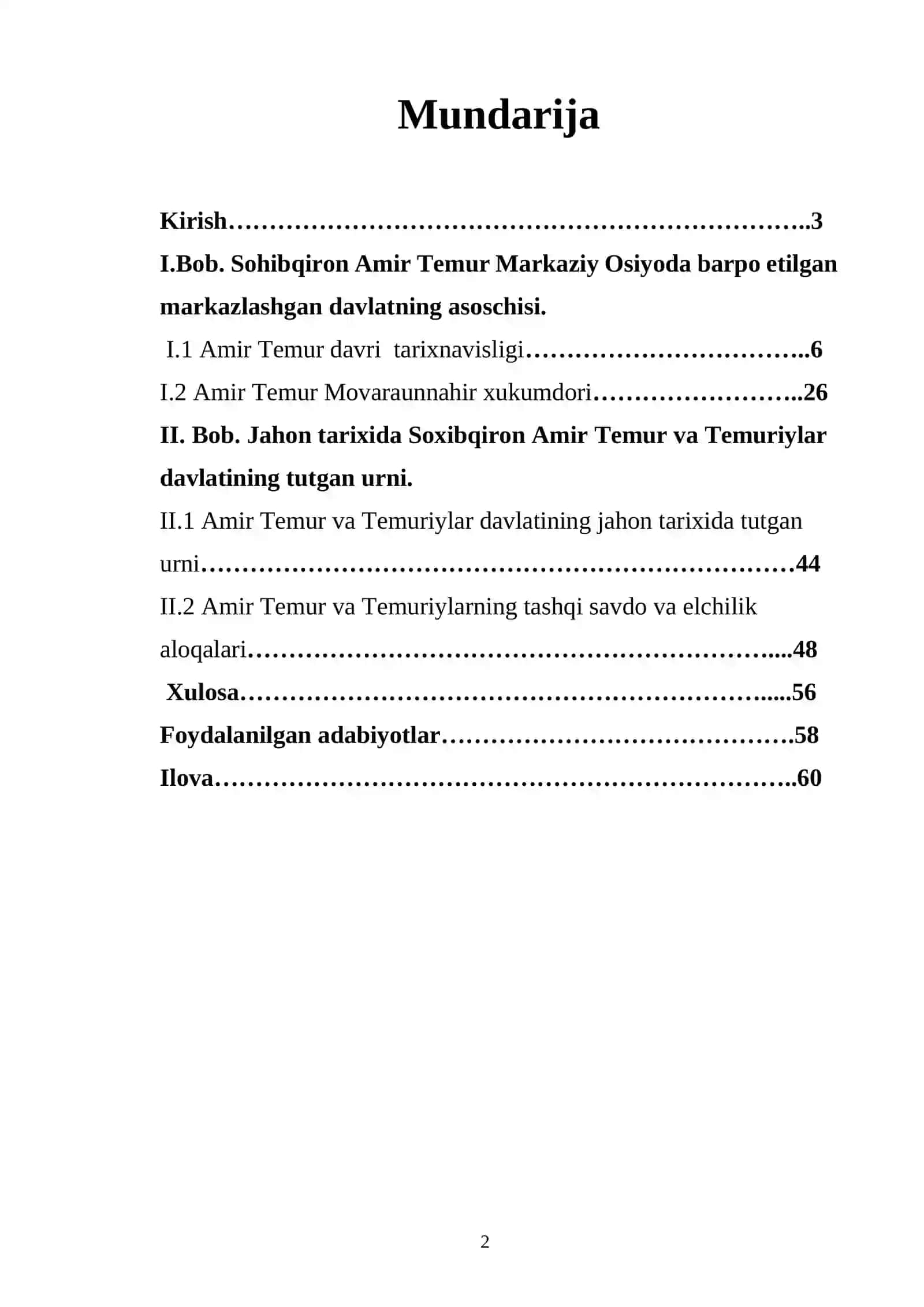 Jahon tarixida Amir Temur va Temuriylar davlatining tutgan o‘rni 2