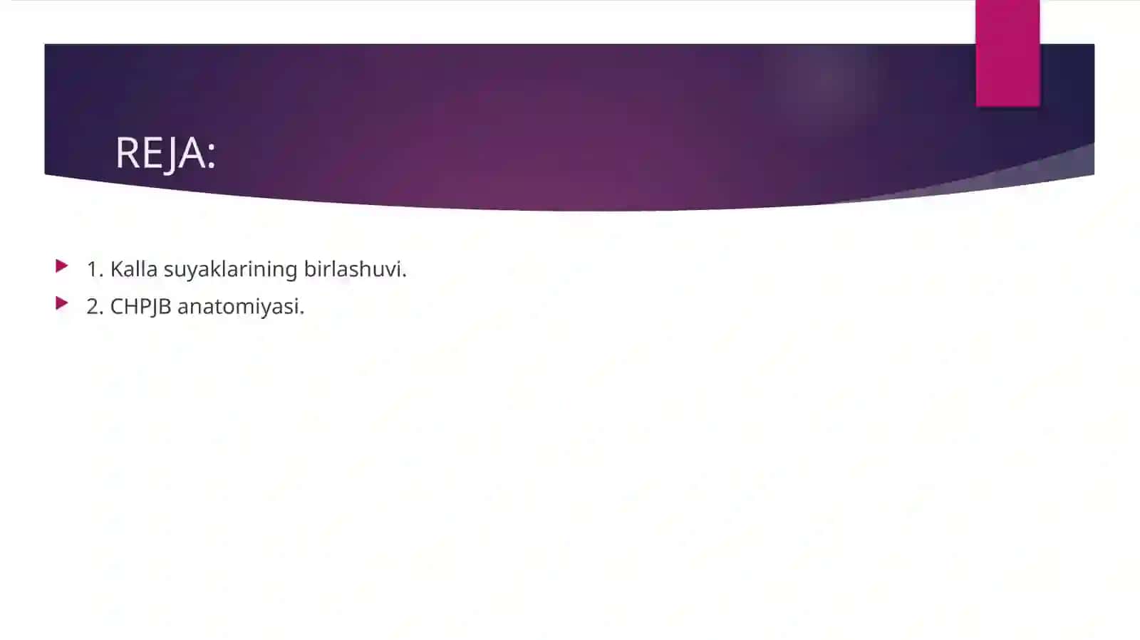 KALLA SUYAKLARINING O’ZARO BIRLASHUVI. CHAKKA - PASTKI JAG’ BO’G’IMI 2