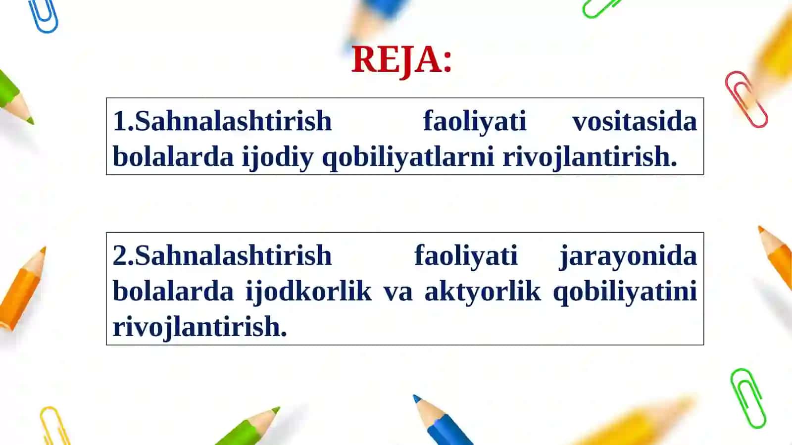 SAHNALASHTIRISH FAOLIYATI JARAYONIDA BOLALARDA IJODKORLIKNI RIVOJLANTIRISHNING O‘ZIGA XOSLIGI 2