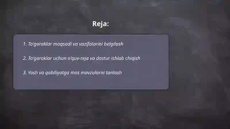 Toʻgaraklarni tashkil etish 2