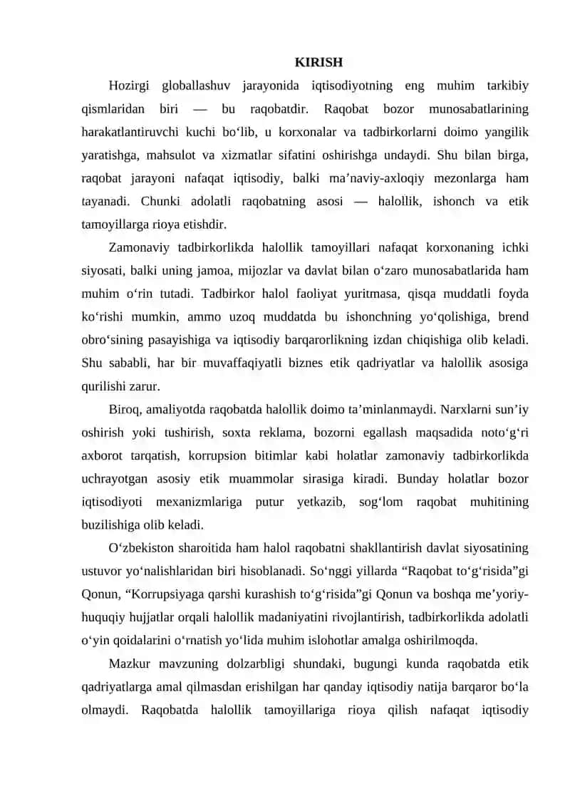 RAQOBATDA HALOLLIK TAMOYILLARI: ZAMONAVIY TADBIRKORLIKDA ETIK MUAMMOLAR 2