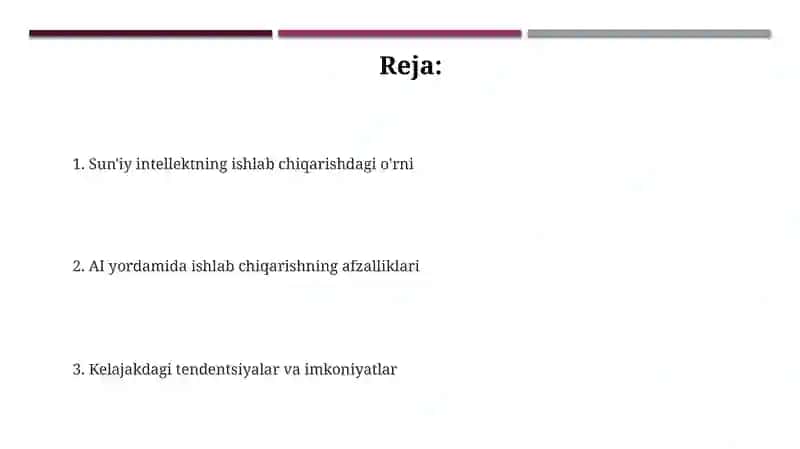 Suniy intellektning ishlab chiqarishdagi o'rni 2
