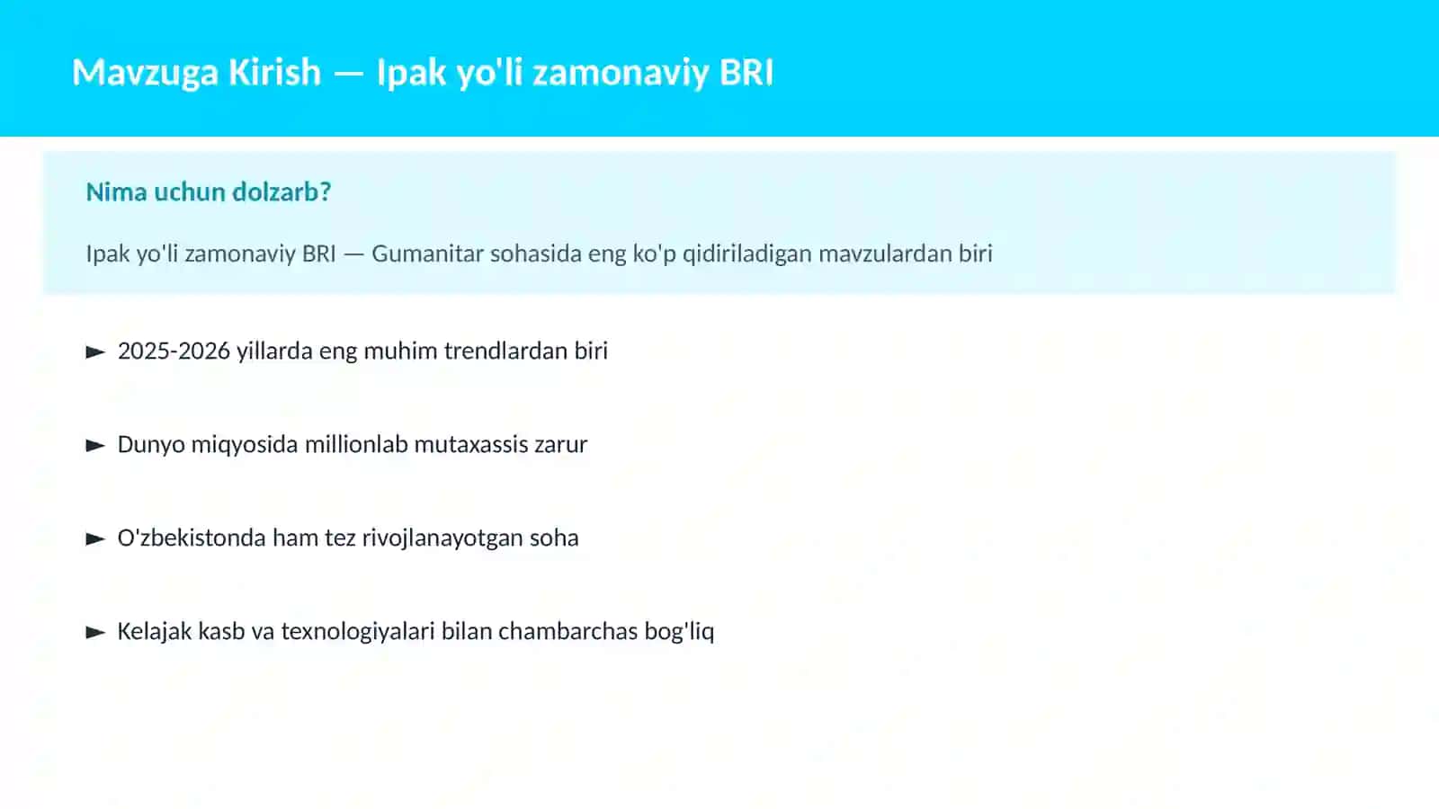 Ipak yo'li zamonaviy BRI 2