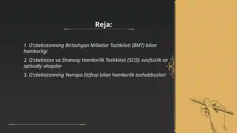 O'zbekistonning xalqaro tashkilortlar bilan hamkorlik aloqalari 2