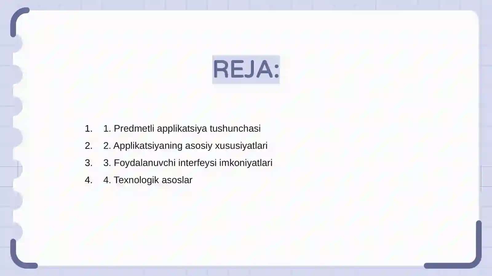 Predmetli applikatsiya haqida ma'lumot berish 2