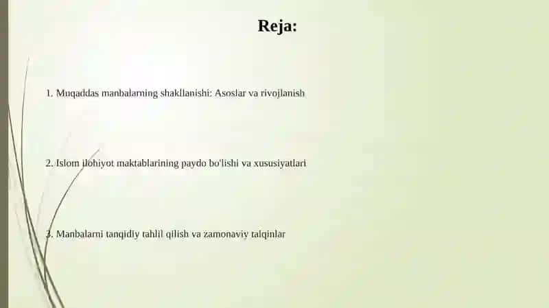 Islom dini muqqaddas manbalari va aqidaviy maktablarining shakllanishi 2