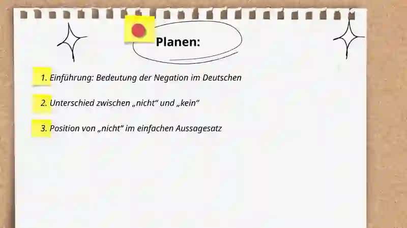 Negation und Satzbau Eine Presentation zum Thema vorbereiten 2