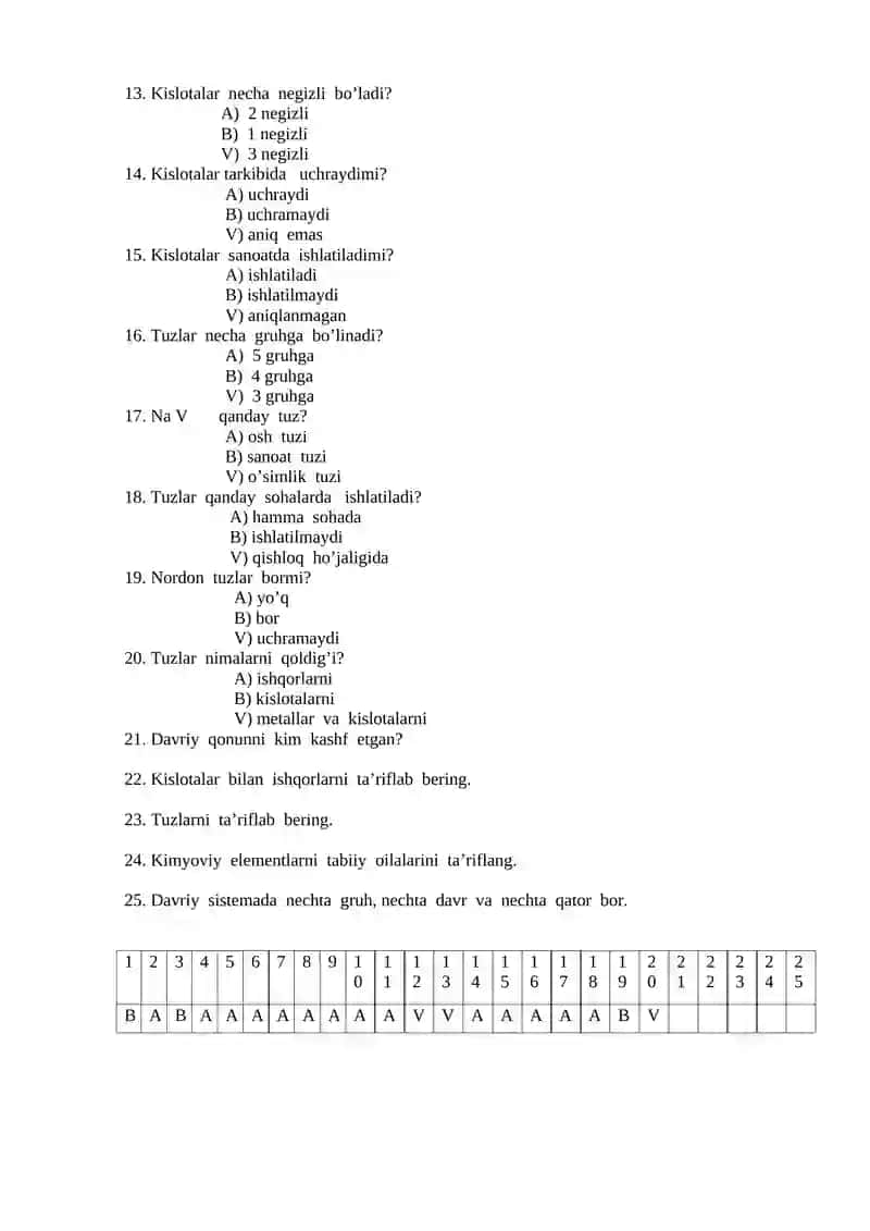 8-Sinf test savollari 2