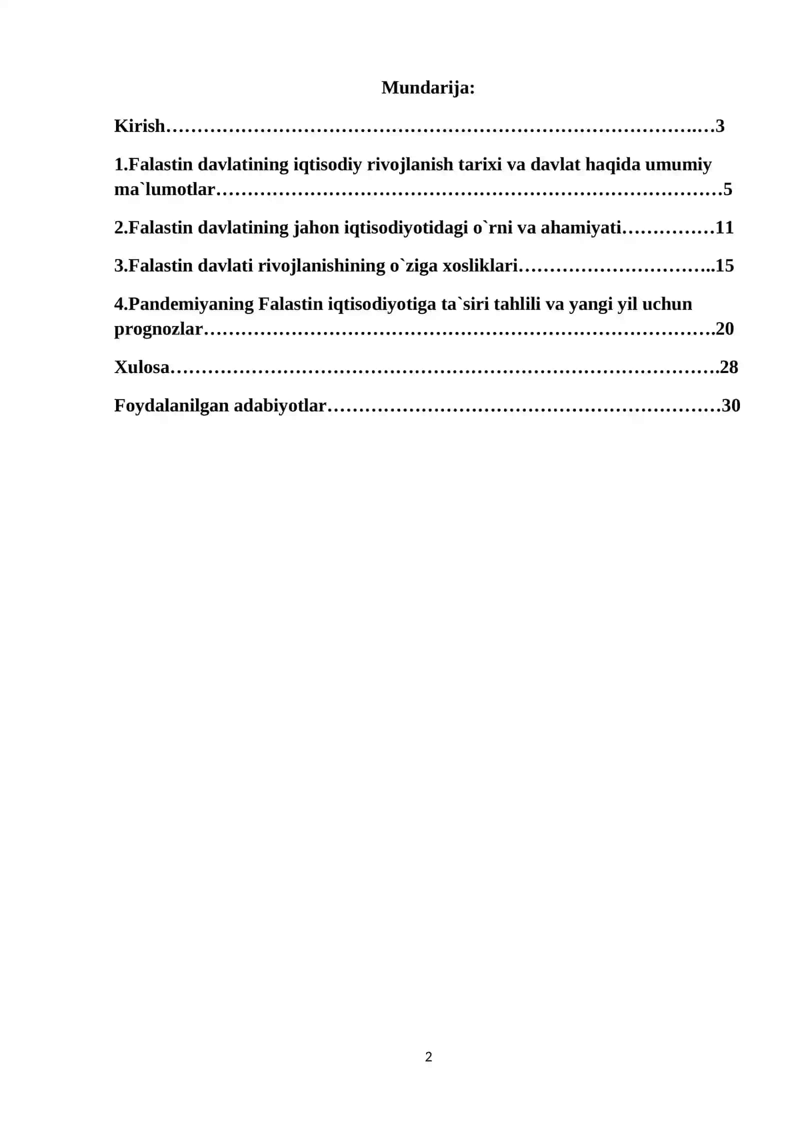 Globallashuv sharoitida Falastin iqtisodiy rivojlanishining o‘ziga xos xususiyatlari 2