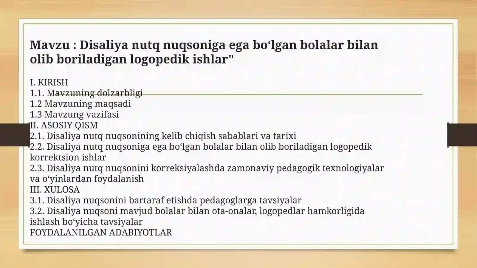 Disaliya nutq nuqsoniga egabo‘lgan bolalar bilanolib boriladigan logopedik ishlar 2