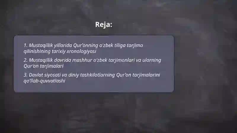 Mustaqillik yillarida Qur'onning o'zbek tilida tarjima qilinishi va tafsirlari 2
