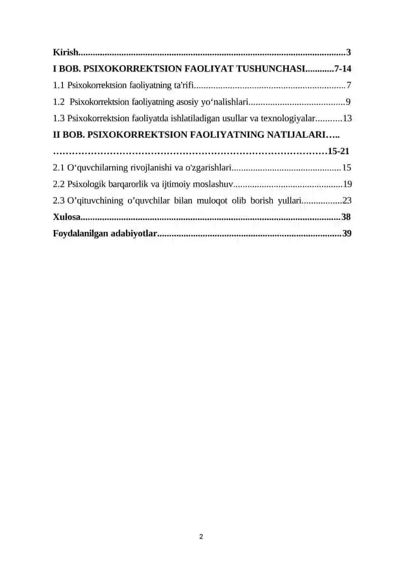 Psixologiya va Psixokorrektsion Faoliyat 2
