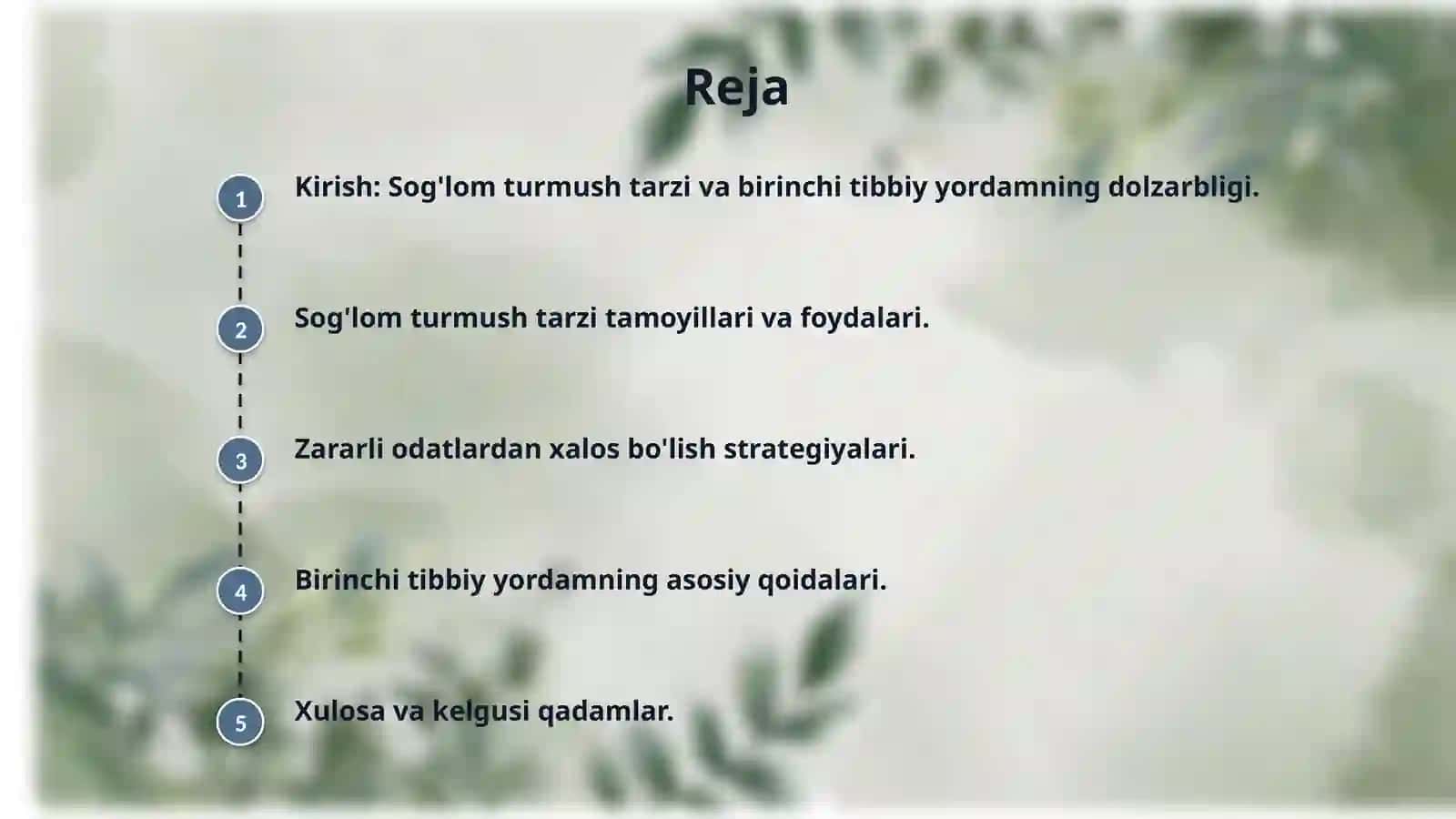Sog'lom turmush tarzi va birinchi tibbiy yordam ko'rsatish bo'yicha interaktiv taqdimot 2