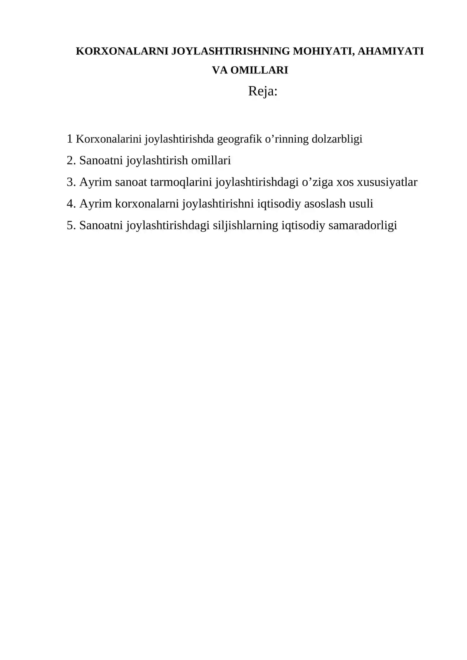 KORXONALARNI JOYLASHTIRISHNING MOHIYATI, AHAMIYATI VA OMILLARI.docx 2
