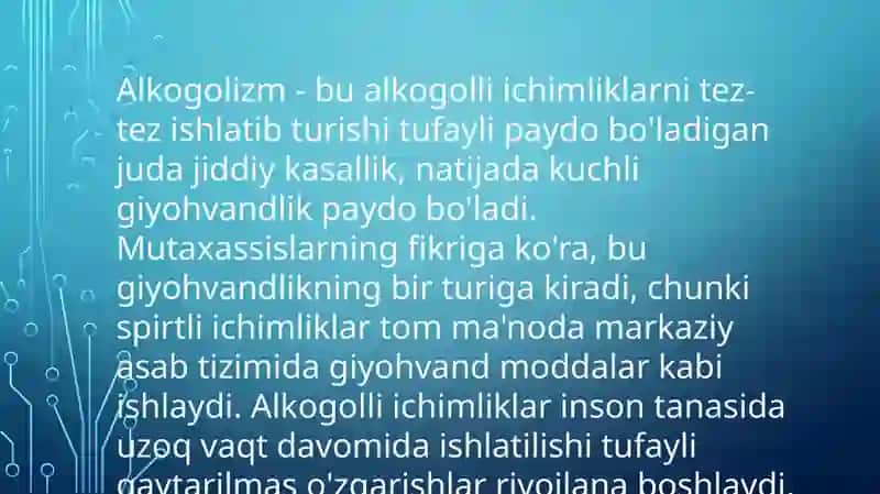 Alkogolizm va uning asoratlari 2