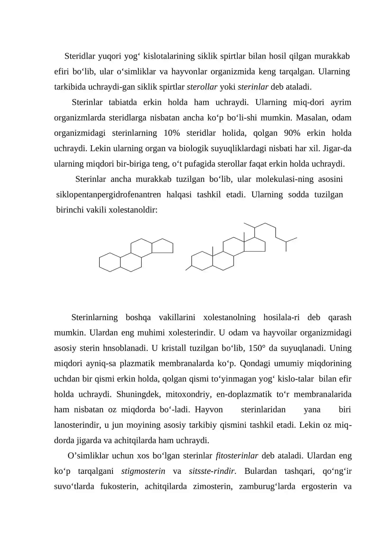 Steroidlar, steroidlarni tabiatda tarqalishi tuzilishi xossalari va ahamiyati 2