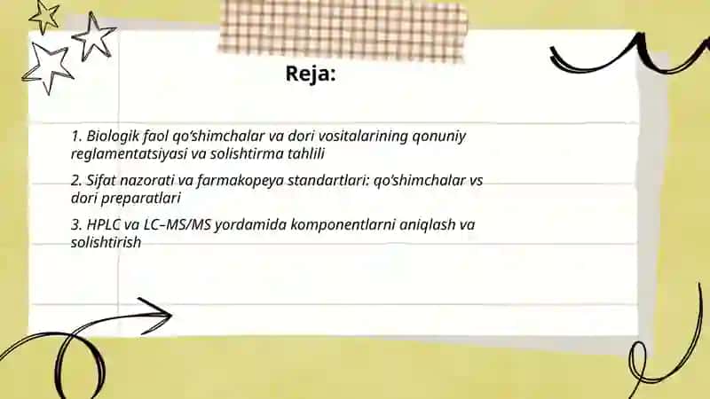 Biologik faol qo‘shimchalar va dori vositalarining qiyosiy tahlili 2