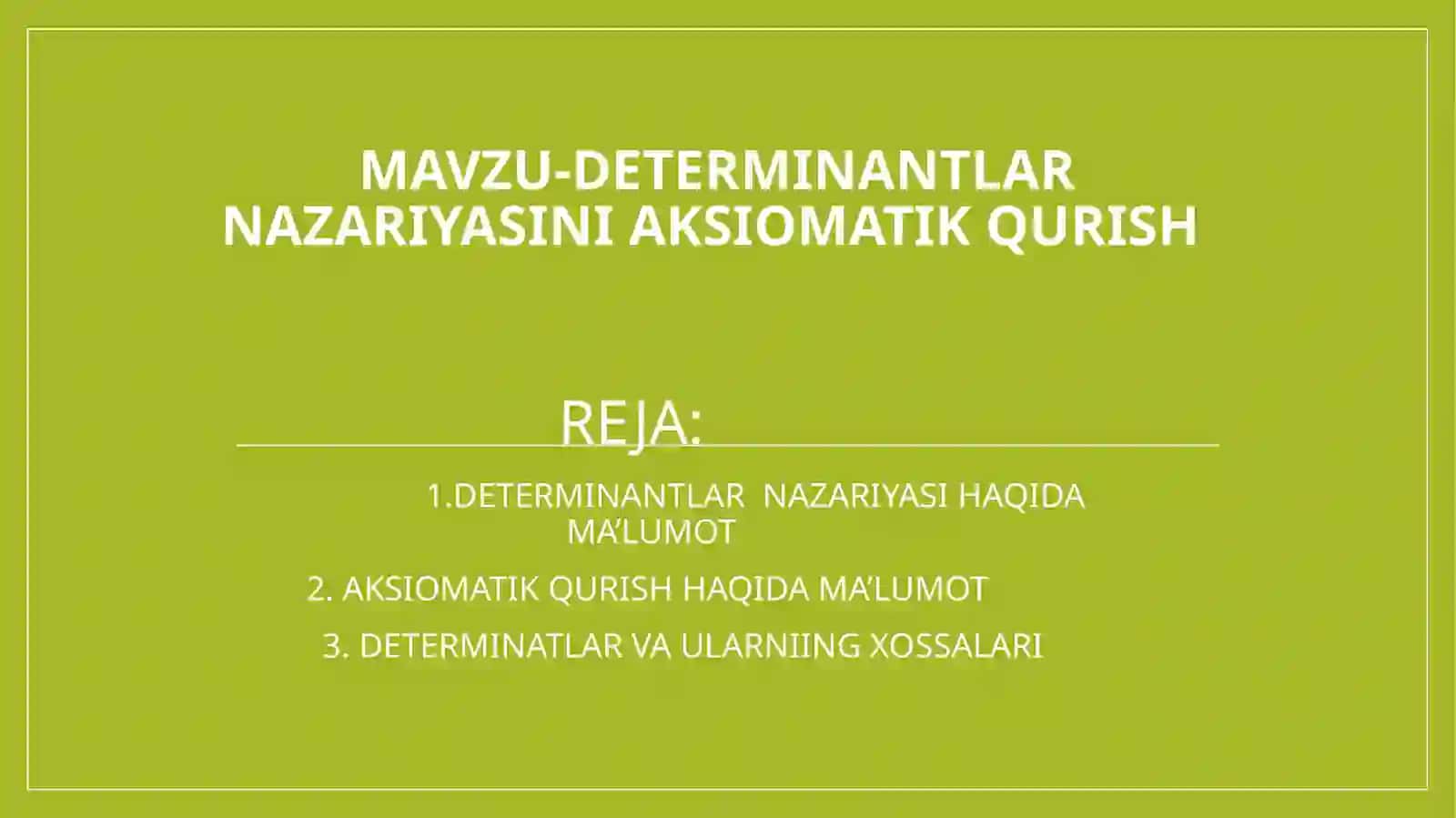 ALGEBRA SONLAR NAZARIYASI FANIDAN TAYYORLAGAN TAQDIMOTI 2