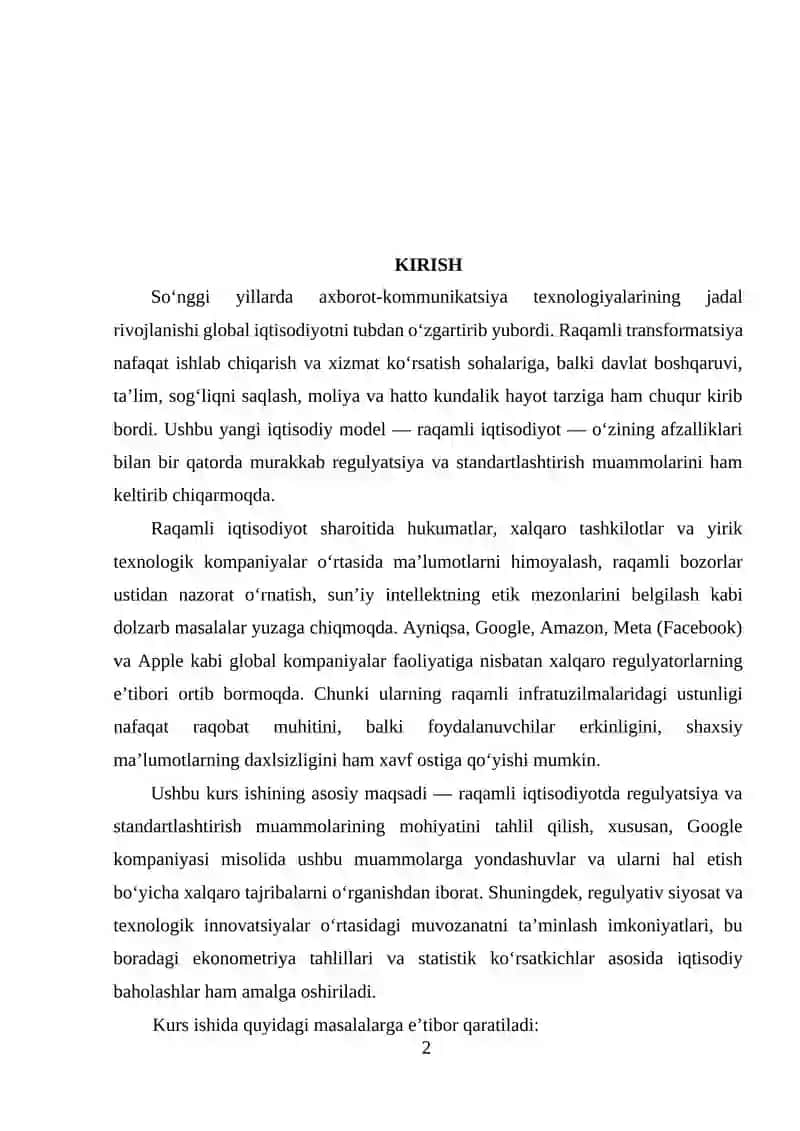 Raqamli iqtisodiyotda standartlashtirish va regulyatsiya muammolari 2