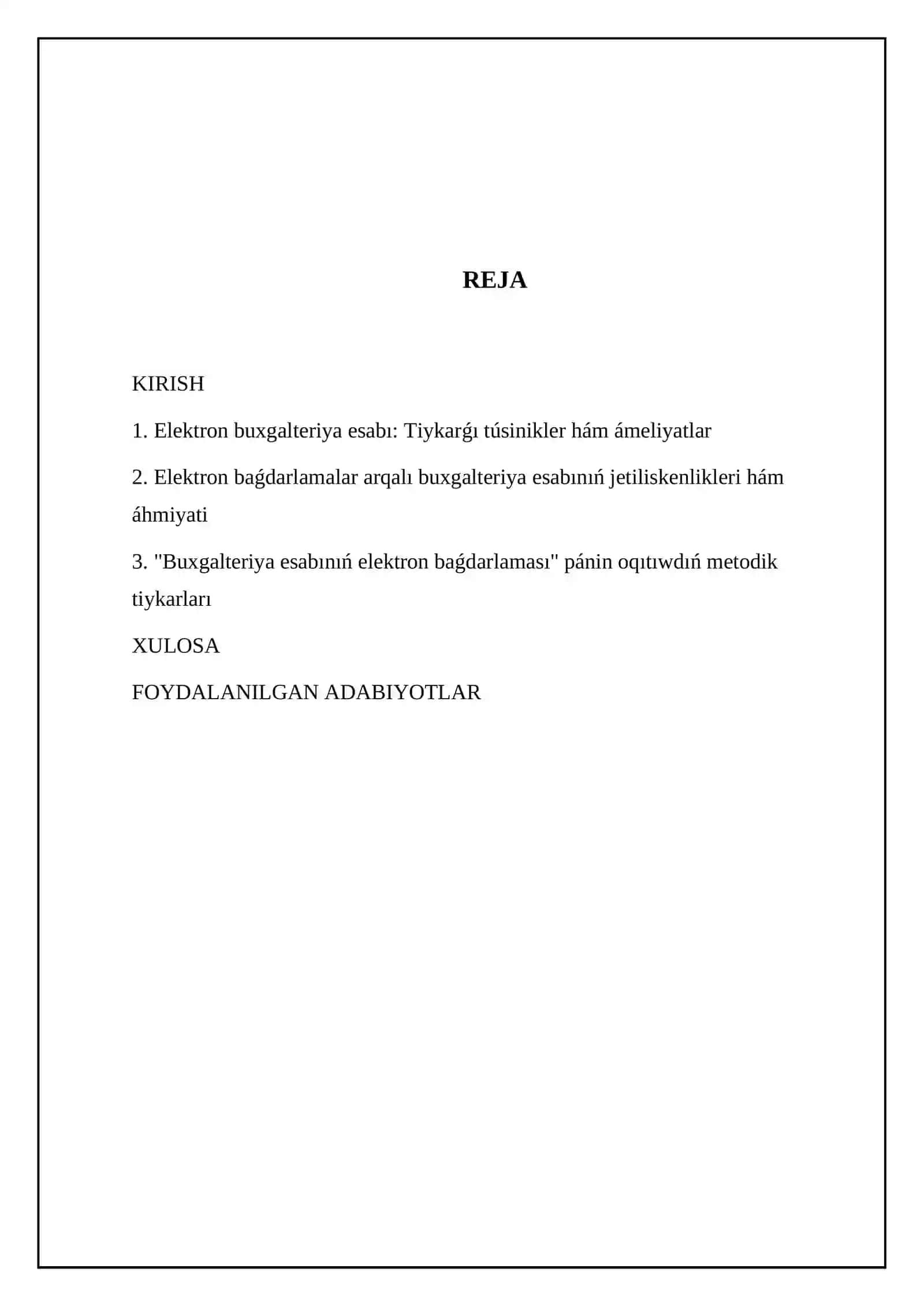 Buxgalteriya esabınıń elektron baǵdarlaması 2