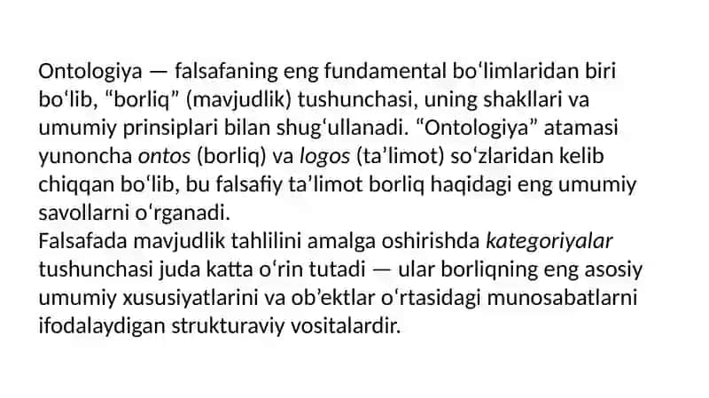 Aristotel, Forobiy va Kant ontologiyasida kategoriyalar tasnifini qiѐsiy tahlil etish va farqlarini aniqlash 2