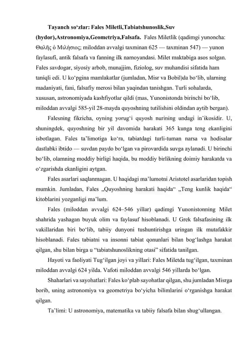 YUNON OLIMI FALES HAQIDA 2