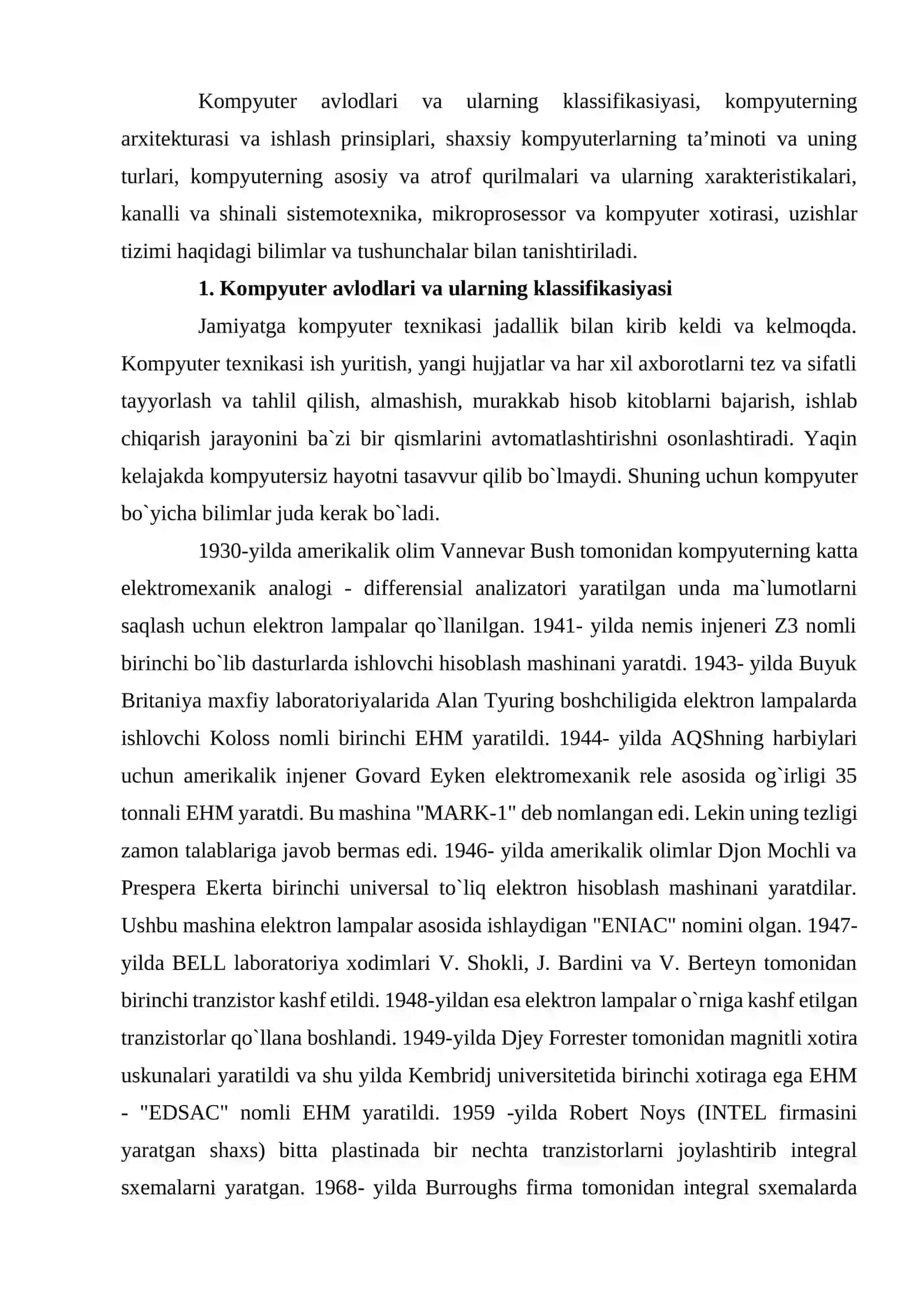 Kompyuterning texnik ta’minoti va vazifalari 2