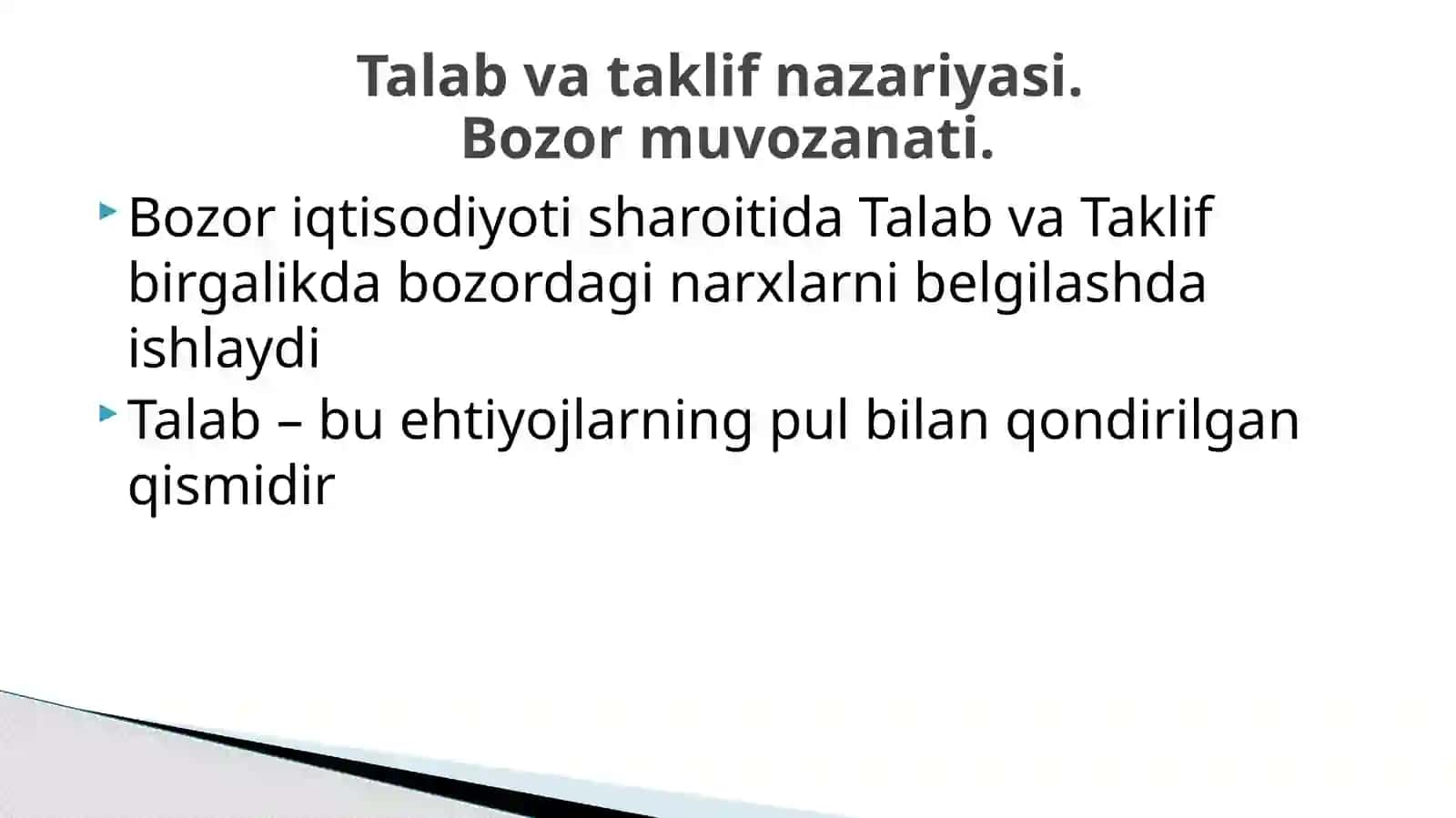 Talab va taklif nazariyasi 2