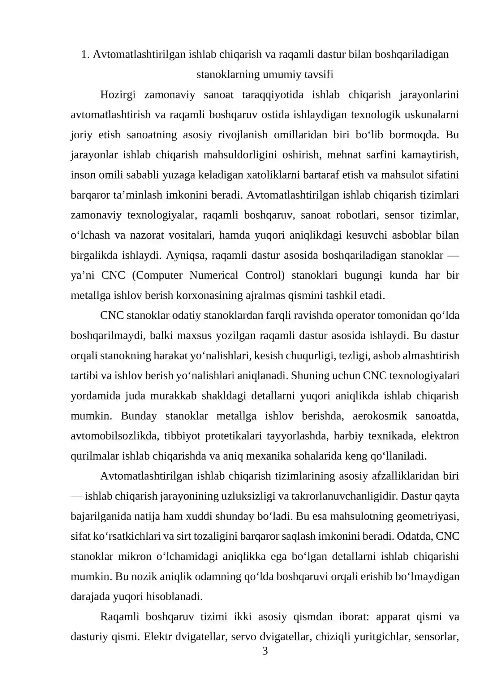 AVTOMATLASHTIRILGAN ISHLAB CHIQARISH VA RAQAMLI DASTUR BILAN BOSHQARILADIGAN STANOKLAR UCHUN ASBOBLAR, ULARGA QO‘YILADIGAN TALABLAR VA ALOHIDA XUSUSIYATLAR 2