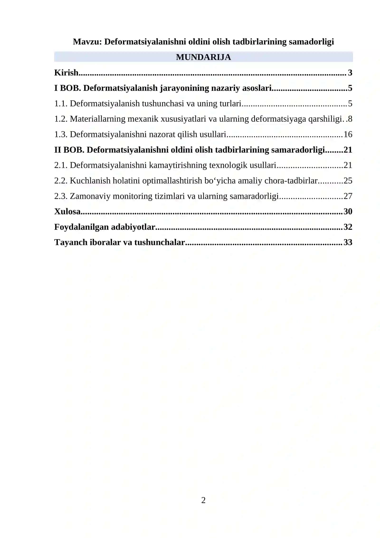 Deformatsiyalanishni oldini olish tadbirlarining samadorligi 2