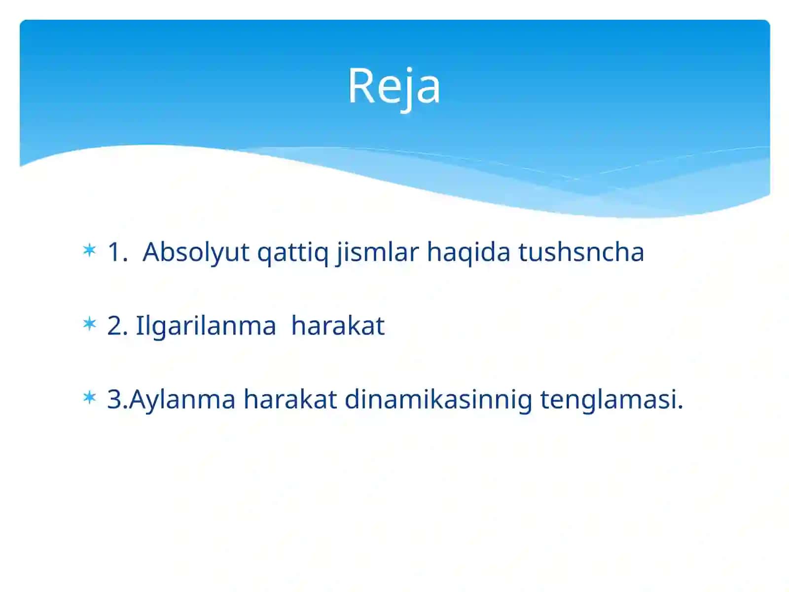 QATTIQ JISMLAR MEXANIKASI 2