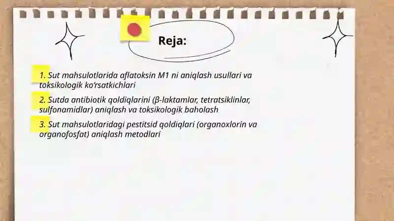 Sut mahsulotlariga tegishli tibbiy toksikologik ko'rsatgichlarini aniqlash 2