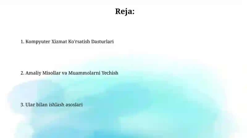 Kompyuter Xizmat Ko'rsatish Dasturlari 2